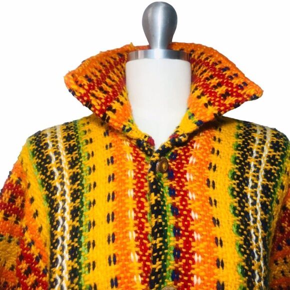 Vintage Ecuador Cardigan 100% Wool Button Up Sweater Jacket Size L Handmade Y2K - Picture 4 of 15